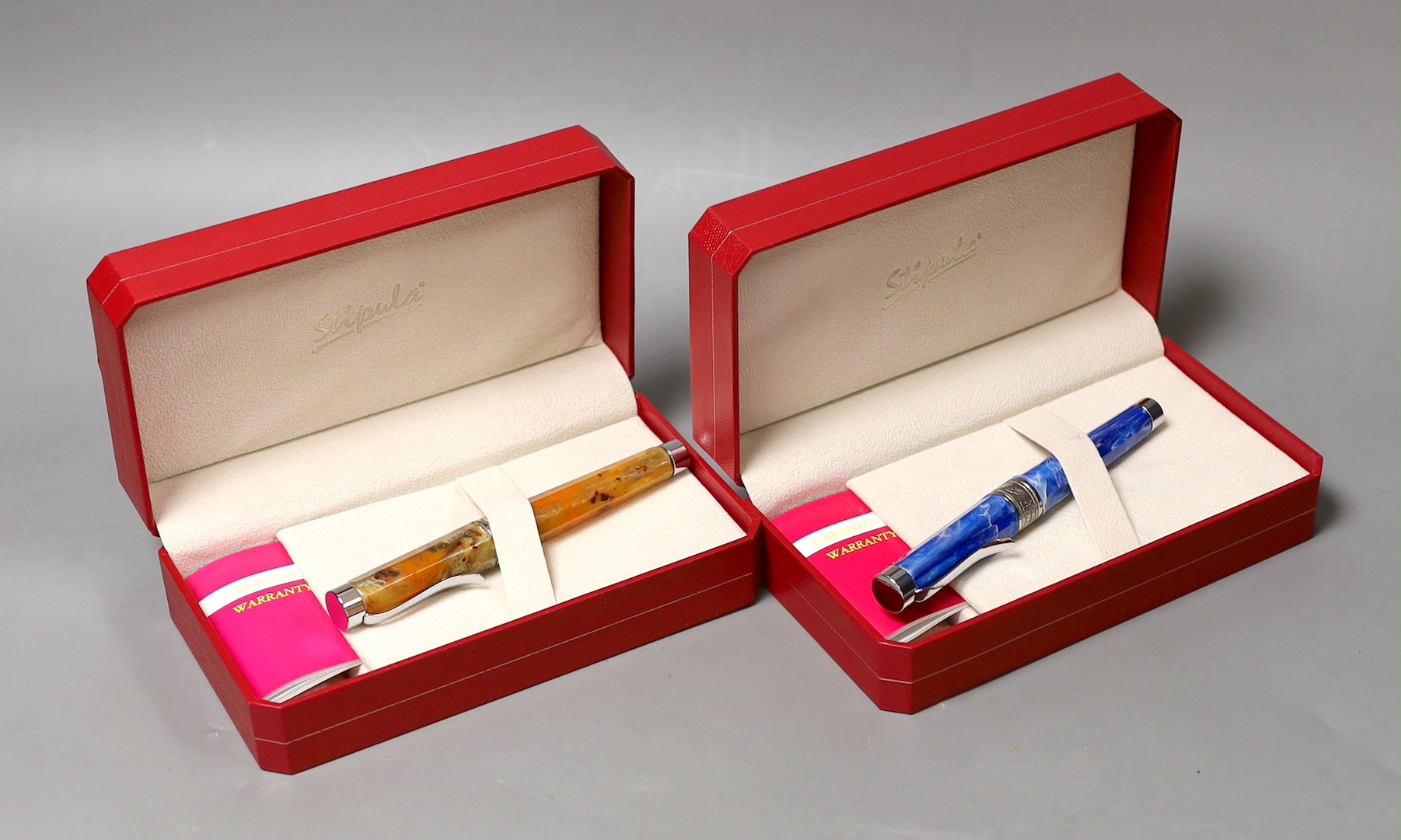 Two cased Stipula Adagio fountain pens